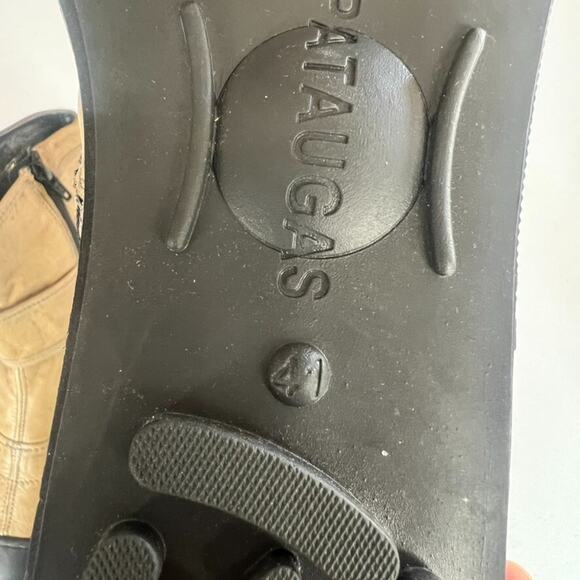 Pataugas Boots Women's EU 41 US 10.5 Tan Black Zip Up Snap Strap Lightweight - Picture 9 of 10